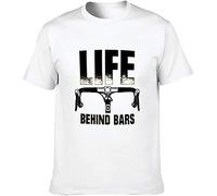 MAOZEEN Life Behind Bars Funny Cycling T Shirt Men's White