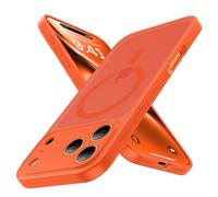 Maozis Magnetic Shockproof for DEF Case,[Camera Protection][Compatible with Magsafe][Non-Slip][Mil-Grade Protection] Non-Yellow Translucent Matte Phone Case for DEF,Orange