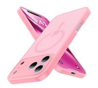 Maozis Magnetic Shockproof for DEF Case,Upgrade[Camera Protection][Compatible with Magsafe][Non-Slip][Mil-Grade Protection] Slim Translucent Matte Phone Case for DEF,Pink