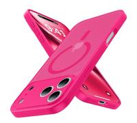 Maozis Magnetic Shockproof for DEF Case,Upgraded[Camera Protection][Compatible with Magsafe][Non-Slip][Mil-Grade Protection] Translucent Matte Phone Case for DEF,Hot Pink