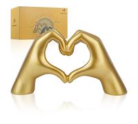 maozyiltle Heart Hands Ornament Gold Heart Hand Statue Gesture Decoration,Finger Sculpture for Wedding Decoration,Home Decoration Small Ornament in Coffee Table, Office and Bedroom (Gold)
