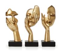 maozyiltle Woman face Statue set of 3,Golden Black Thinker Collectible Statue,Modern Art Home Decor,Suitable for Bookshelf,TV Cabinet and Gift for Friends (Gold-3Pcs)