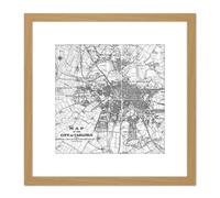 Map 1931 Carlisle City England Plan Chart 8X8 Inch Square Wooden Framed Wall Art Print Picture with Mount Artery8 Light Oak One Size