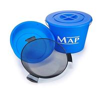 MAP 4 PIECE MIXING BAIT BUCKET LID BOWL & RIDDLE - CARP MATCH FISHING