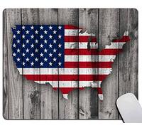 Map and Flag of The USA on Weathered Wood Mouse Pad for Office Computers&Laptop with Designs Printed, Non-Slip Rubber Base Mousepad Gaming Mouse Pads,11.8" x 9.8"
