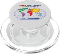 Map and names of the seven continents of the world PopSockets PopGrip for MagSafe