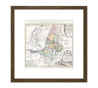 Map Antique 1750 Homann Heirs Palestine 12 Tribes Replica 8X8 Inch Square Wooden Framed Wall Art Print Picture with Mount Artery8 Brown One Size