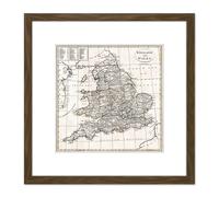 Map Antique 1799 Cruttwell England Historic Replica 8X8 Inch Square Wooden Framed Wall Art Print Picture with Mount Artery8 Brown One Size