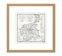 Map Antique 1820 Petrovich Kingdom Poland Old Replica 8X8 Inch Square Wooden Framed Wall Art Print Picture with Mount Artery8 Light Oak One Size