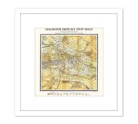 Map Antique 1880 Pgs Berlin Geological Old Replica 8X8 Inch Square Wooden Framed Wall Art Print Picture with Mount Artery8 White One Size