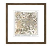 Map Antique 1922 Reich Office Berlin City Old Replica 8X8 Inch Square Wooden Framed Wall Art Print Picture with Mount Artery8 Brown One Size
