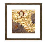 Map Antique Danti Gold Atlas Mexico Historic Replica 8X8 Inch Square Wooden Framed Wall Art Print Picture with Mount Artery8 Brown One Size