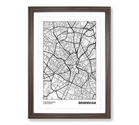 Map Birmingham UK Framed Print | A2 Walnut Framed Wall Art | Ready to Hang | Modern Map Picture | Living Room Bedroom Lounge Office