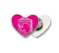 Map Cage Continent Antarctica Heart Metal Pin Brooch Clip Love