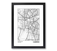 Map Cambridge UK Framed Print | A2 Black Framed Wall Art | Ready to Hang | Modern Map Picture | Living Room Bedroom Lounge Office