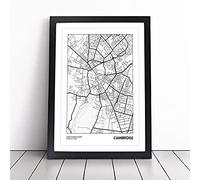 Map Cambridge Uk | Framed Wall Art Print | Modern Home Decor Picture | Ready to Hang Artwork for Living Room, Bedroom, Kitchen or Office | Multiple Sizes