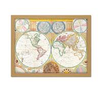 Map Dunn 1794 World Hemispheres Globe Earth Chart Artwork Framed Wall Art Print 18X24 Inch