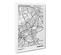 Map Edinburgh Uk Canvas Print | Gallery Wrapped 30mm Frame Wall Art | 30x20 inches | Ready to Hang | Contemporary Maps Picture | Living Room Bedroom Lounge Office