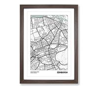 Map Edinburgh UK Framed Print | A2 Walnut Framed Wall Art | Ready to Hang | Modern Map Picture | Living Room Bedroom Lounge Office