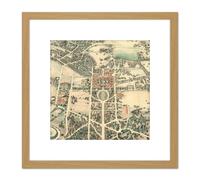 Map Farmer 1934 Stanford University Birds Eye 8X8 Inch Square Wooden Framed Wall Art Print Picture with Mount Artery8 Light Oak One Size