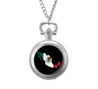 Map Flag of Mexico Vintage Pocket Watch with Chain Arabic Numerals Scale Quartz Pocket Watches Gifts for Men Women
