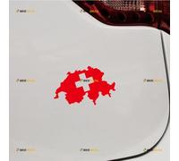 Map Flag of Switzerland Swiss Sticker Decal Vinyl - 2 Pack Red 10.2cm - for Car Boat Laptop Cup No Background Die-Cut 0125a5