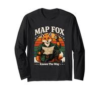 Map Fox Knows The Way Hiking Long Sleeve T-Shirt