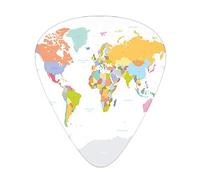 Map Guitar Picks Picks 12 Pack with Thin Box,Highly Detailed Political Map of The World Global Positioning System Graphic Colorful,Special Guitar Plectrums Gift Set for Guitarist
