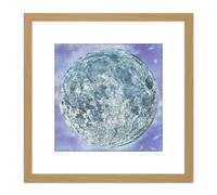 Map Hammond 1966 Moon Chart Space Lunar Diagram 8X8 Inch Square Wooden Framed Wall Art Print Picture with Mount Artery8 Light Oak One Size