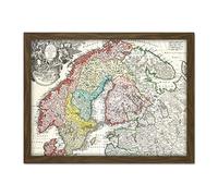 Map Homann 1730 Norway Finland Baltic Denmark Sweden Artwork Framed Wall Art Print 18X24 Inch