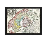 Map Homann 1730 Norway Finland Baltic Denmark Sweden Artwork Framed Wall Art Print 18X24 Inch