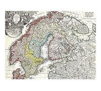Map Homann 1730 Norway Finland Baltic Denmark Sweden Unframed Wall Art Print Poster Home Decor Premium