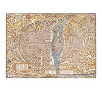 Map Hoyau Truschet 1550 Paris City France 1980 Replica Large Wall Art Poster Print Thick Paper 18X24 Inch