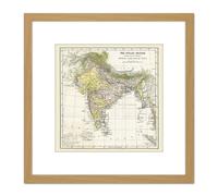 Map Hunter Imperial Gazetteer India Empire 8X8 Inch Square Wooden Framed Wall Art Print Picture with Mount Artery8 Light Oak One Size