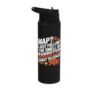Map? I just Follow the Smell of Barbecue Coast to Coast. Stainless Steel Insulated Water Bottle
