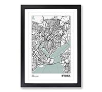 Map Istanbul Turkey Framed Print | A2 Black Framed Wall Art | Ready to Hang | Modern Map Picture | Living Room Bedroom Lounge Office