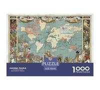 Map Jigsaw Puzzles Puzzles for Adults Kids. 1000 Piece Atlas Whimsical Challenge Toy Educational Games Home Decoration for Educational Games Gifts 70x50cm/1000pcs