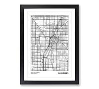 Map Las Vegas USA Framed Print | A2 Black Framed Wall Art | Ready to Hang | Modern Flag Picture | Living Room Bedroom Lounge Office