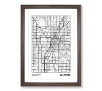 Map Las Vegas USA Framed Print | A2 Walnut Framed Wall Art | Ready to Hang | Modern Flag Picture | Living Room Bedroom Lounge Office