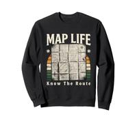 Map Life Know The Route Retro Hiking Sweatshirt