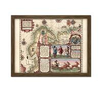 Map Linschoten 1601 North Europe Scandinavia Pictorial Artwork Framed Wall Art Print 18X24 Inch
