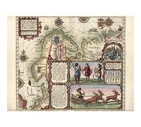 Map Linschoten 1601 North Europe Scandinavia Pictorial Large Wall Art Poster Print Thick Paper 18X24 Inch