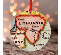 Map Lithuania Ornament Keepsake Vintage Nautical Maps Round Ornament Keepsake Antique World Map Pictures Acrylic Christmas Bauble Gift for Mom Women Aunt Sister Friends