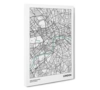 Map London UK Canvas Print | Gallery Wrapped 30mm Frame Wall Art | 30x20 inches | Ready to Hang | Modern Maps Picture | Living Room Bedroom Lounge Office