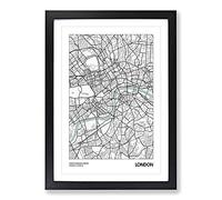Map London UK Framed Print | A2 Black Framed Wall Art | Ready to Hang | Modern Map Picture | Living Room Bedroom Lounge Office
