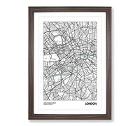 Map London UK Framed Print | A2 Walnut Framed Wall Art | Ready to Hang | Modern Map Picture | Living Room Bedroom Lounge Office