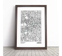 Map London Uk | Framed Wall Art Print | Modern Home Decor Picture | Ready to Hang Artwork for Living Room, Bedroom, Kitchen or Office | Multiple Sizes