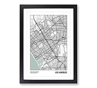 Map Los Angeles USA Framed Print | A2 Black Framed Wall Art | Ready to Hang | Modern Flag Picture | Living Room Bedroom Lounge Office