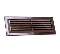 Map Louvre Vent Cover 9 x 3 (229mm x 76mm), Fixed Plastic Grille with Flyscreen to Cover Single Brick, Brown