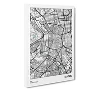 Map Madrid Spain Canvas Print | Gallery Wrapped 30mm Frame Wall Art | 30x20 inches | Ready to Hang | Modern Maps Picture | Living Room Bedroom Lounge Office